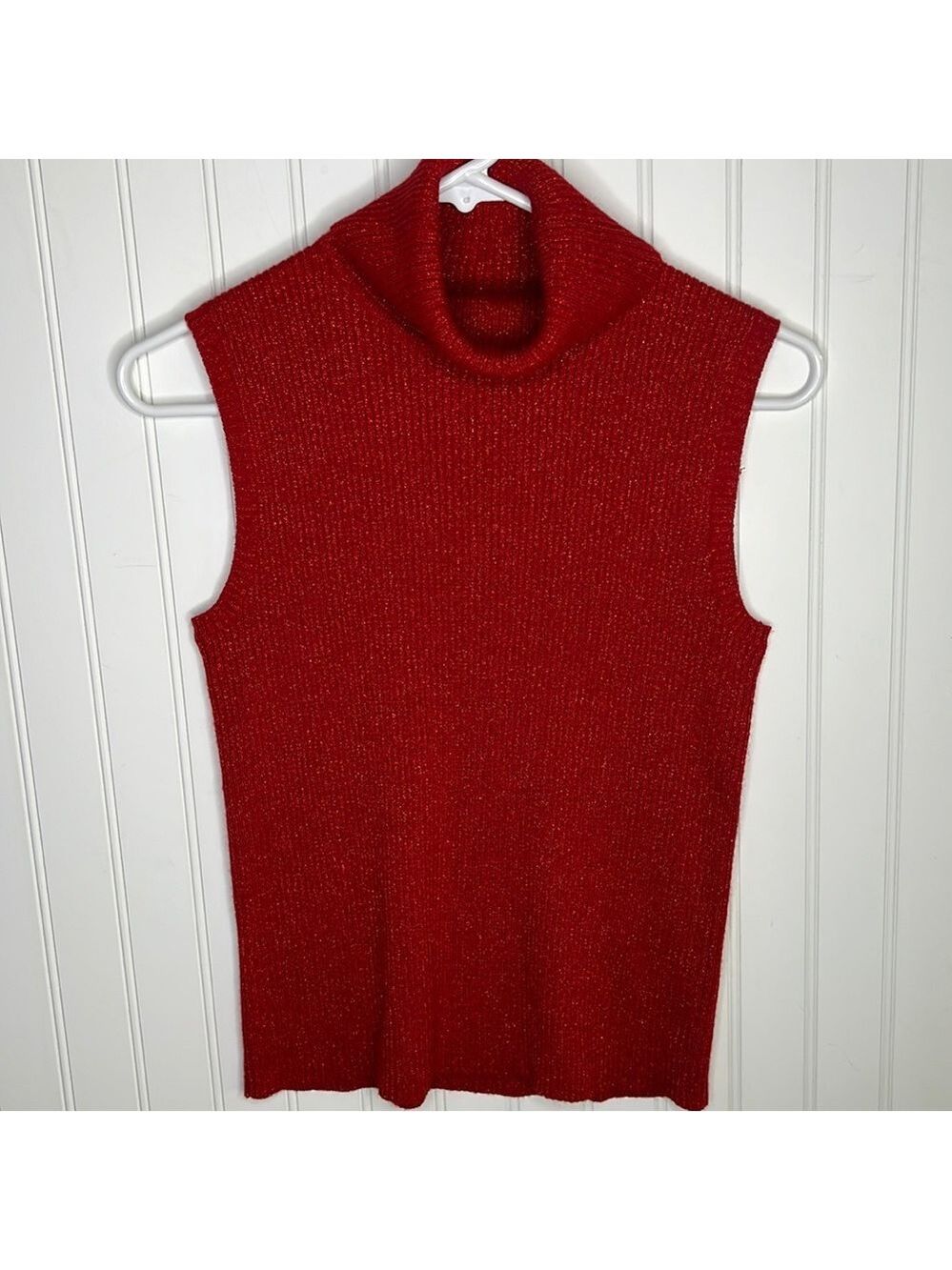 - Cherry Red Sleeveless Cowl Neck Sweater Size Small